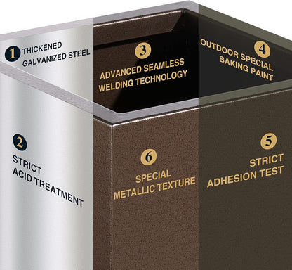 Metallic Heavy Tall Outdoor/Indoor Planter Box 14Lx14Wx30H Inches, Rectangular Tall Planter, Large Flowerpot, ‎25 Pounds, Espresso, No Assembly Required 1 Pack