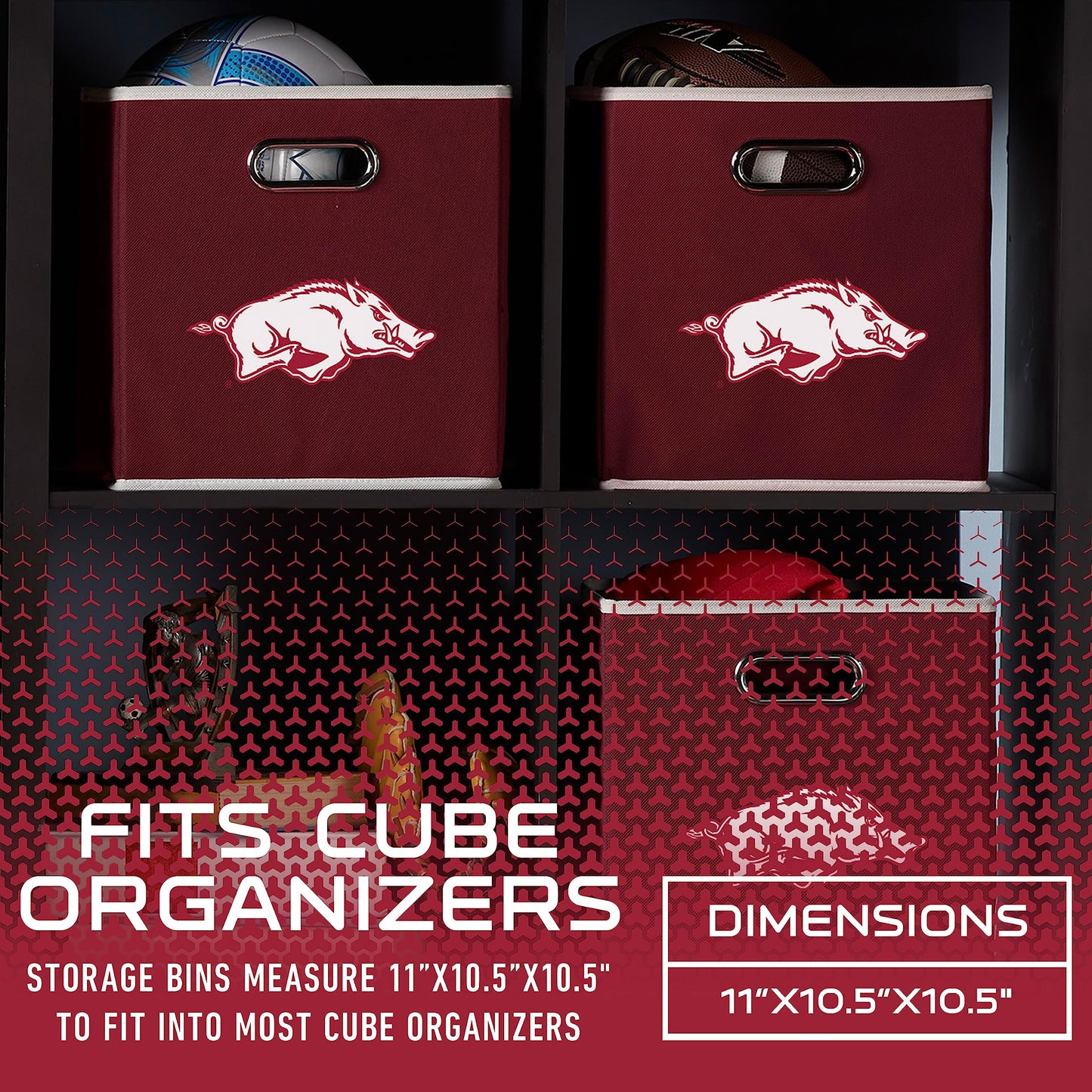 Franklin Sports NCAA Storage Bin - Cube Organizer - Arkansas