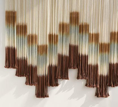 Flber Macrame Wall Hanging Tie-Dye Geometric Decor Large Scale Wall Art Statement Bohemian Yarn Tapestry Home Wall Decor 59''W*35''L