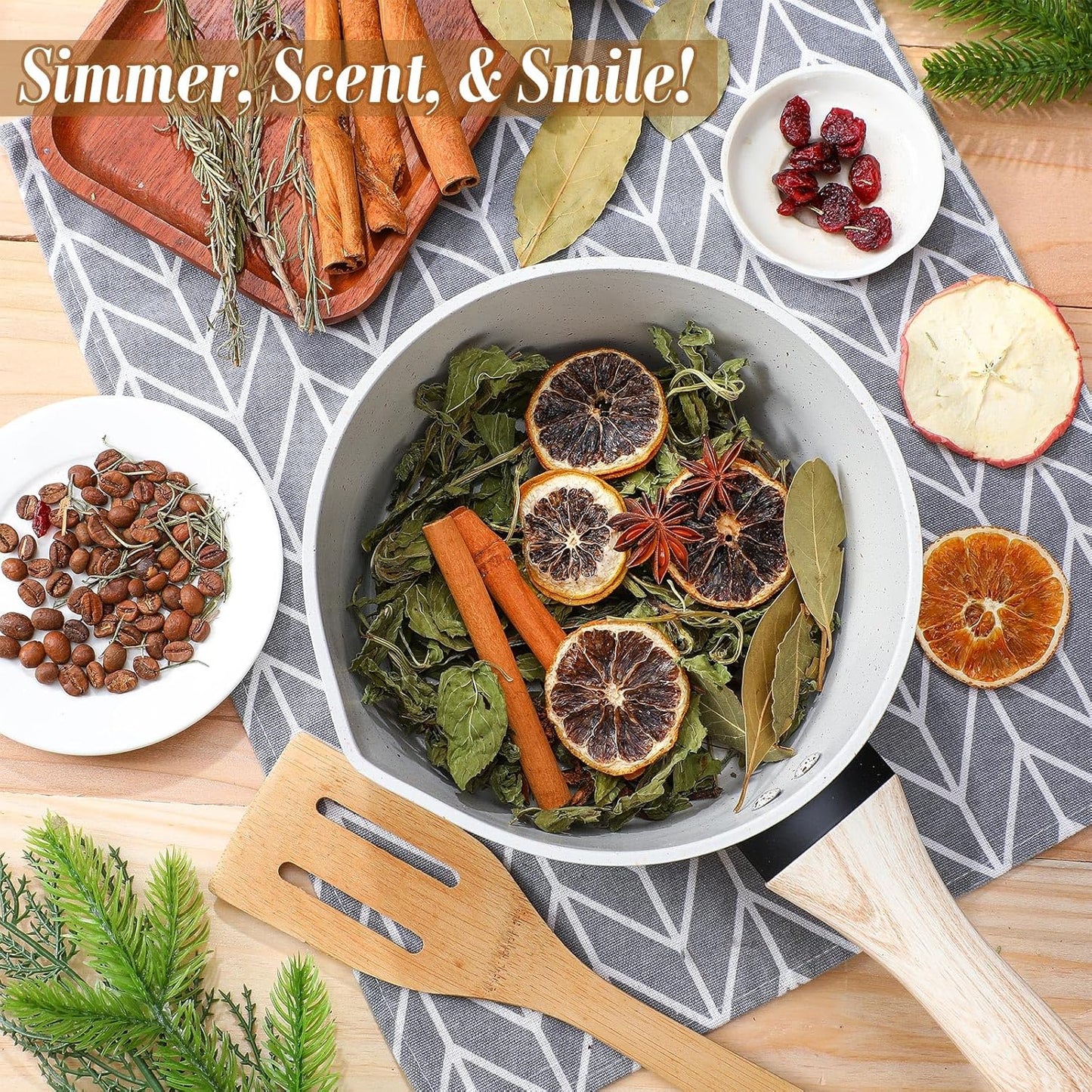 6 Pack Christmas Potpourri Simmer Pot Kit, Holiday Stovetop Potpourri, Botanical Air Freshener Sachets, Festive Bowl Filler Decor for Home Fragrance, Housewarming & Hostess Gifts