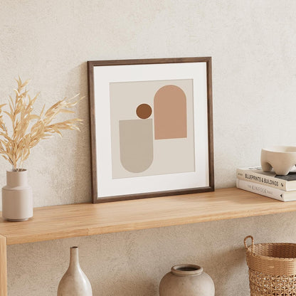 16x16 Picture Frame Natural Solid Walnut Photo Frames with 12x12 Removable Mat Wall Hanging Large Handcrafted Frame with HD Plexiglass Wall and Tabletop Display Large Poster Frame