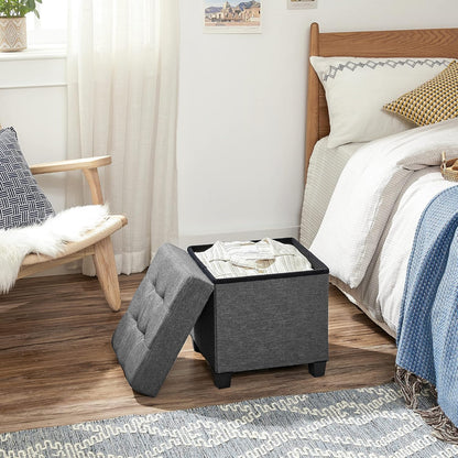 SONGMICS 15 Inches Cube Storage Ottoman, Bedroom Bench with Storage, Foot Stool with Feet, Holds Up to 660 lb, Dark Gray ULSF14GYZ