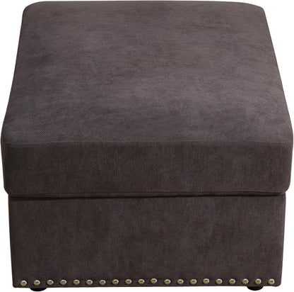 Ottoman Rectangular Storage Ottoman Bench, Flannel Footrest Stool Footstool with Lid for Living Room, Bedroom, Entryway, Brown, 33.5"x25.5"x18"