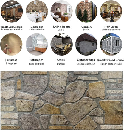 Dundee Deco 3D Wall Panels - Cladding Grey Gold Stone Look Wall Paneling, Styrofoam Facing for Interior and Exterior Applications, DIY, Sample, Size 10 x 10 in.