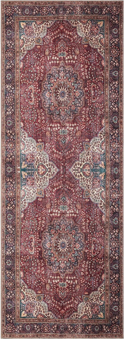 Keen Home Design 2x12 Rug - Machine Washable Runner Rug with Non-Slip Backing, Ideal for Hallway, Entryway, Kitchen, Laundry Room - Vintage, Easy Clean, Durable, Low Pile - (2'6" x 12')