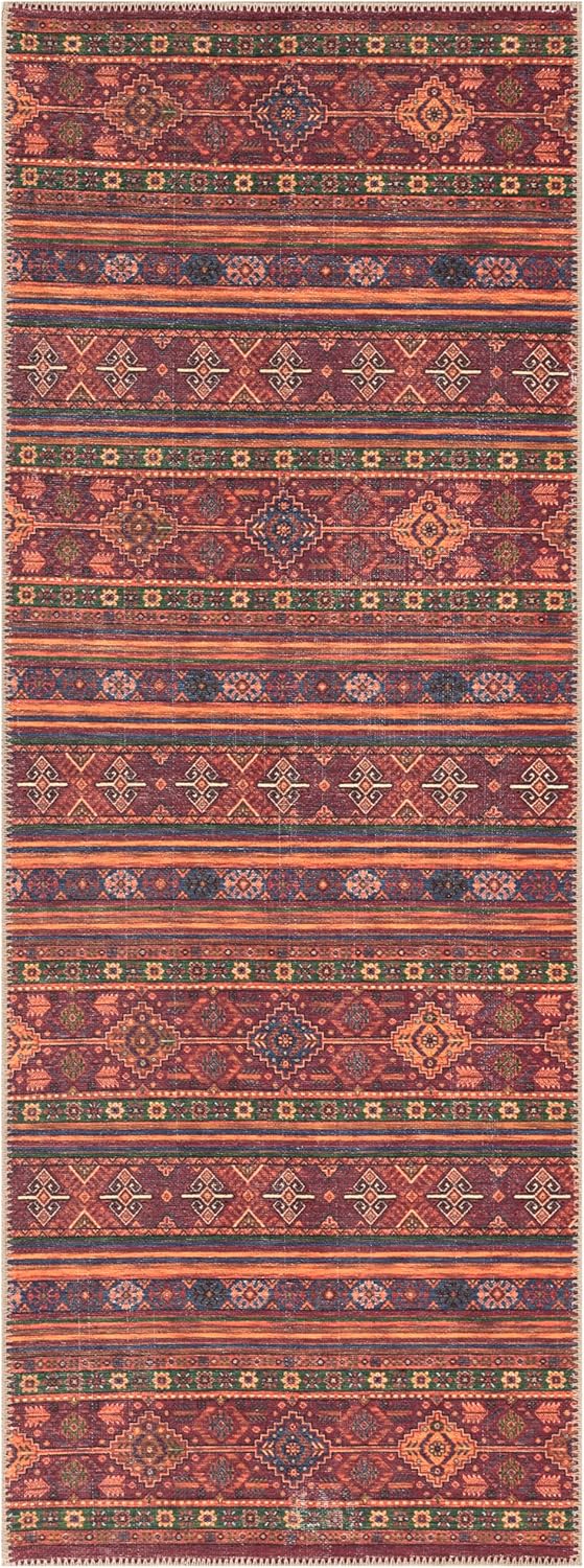 Keen Home Design 2x12 Rug - Machine Washable Runner Rug with Non-Slip Backing, Ideal for Hallway, Entryway, Kitchen, Laundry Room - Vintage, Easy Clean, Durable, Low Pile - (2'6" x 12')