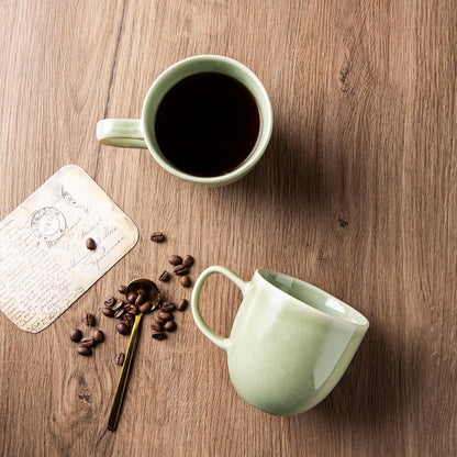 AmorArc 12oz Coffee Mugs, Ceramic Coffee Mugs set of 6 for Man, Woman, Dad, Mom, Modern Coffee Mugs with handle for Latte/Cappuccino/Milk/Cocoa. Dishwasher&Microwave Safe, Olive Green