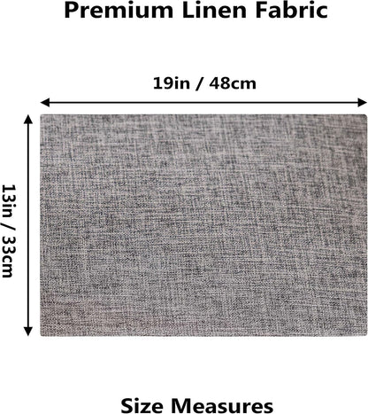 Home Brilliant Linen Placemats Set of 6 Heat Resistant Washable Placemats for Parties Buffet Dinner, 13 x 19 inches, Ash Grey