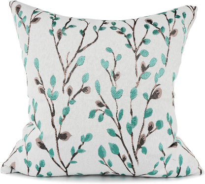 YOUR SMILE Classical Embroidery Jacquard Green Square Decorative Throw Pillow Case Cushion Cover 18x18 inch