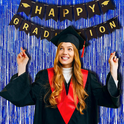 BRAVESHINE Blue Tinsel Foil Fringe Curtains - 2Pcs 3.2x8.2 ft Metallic Holidays Photo Backdrop for Boys Men Birthdays Homecoming Bachelor Bachelorette Engagement Sea Theme Ramadan Party Decorations