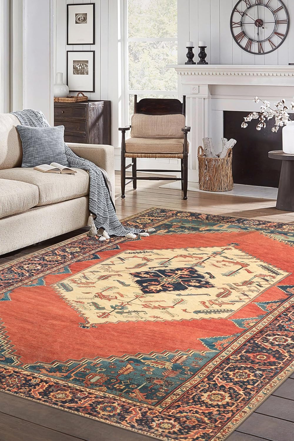 Keen Home Design 3x5 Rug - Machine Washable Entry Rug with Non-Slip Backing, Ideal for Enteryway, Kitchen, Bathroom, Laundry Room - Vintage, Easy Clean, Durable, Low Pile Rug - (3' x 5')