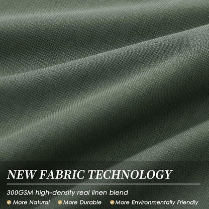 Olive Green Linen 100% Blackout Curtains for Bedroom 102 Inch Long 2 Panels Window Curtain Floor To Ceiling Length for Living Room Sliding Glass Door Back Tab Room Darkening Drapes Loden 52x102