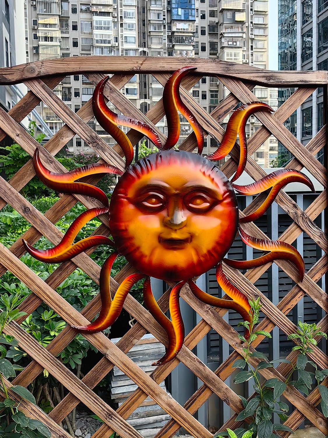 TICKCACY Metal Sun Wall Art Decor, 27.5” Sun Wall Art Hanging for Indoor Outdoor, Sun Face Wall Decor for Living Room Farmhouse Yard Fence