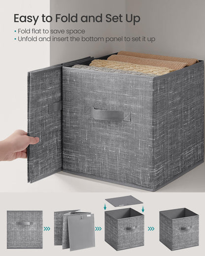 SONGMICS Storage Cubes, 13 x 13 x 13 Inches Non-Woven Fabric Bins with Double Handles, Set of 10