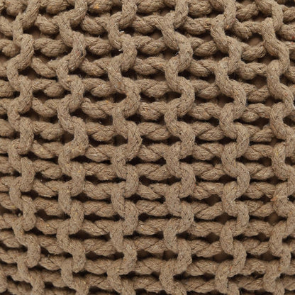 REDEARTH Round Pouf Ottoman - Hand Knitted Cable Boho Poof Home Décor Pouffe Circular Footrest for Living Room - Bedroom - Lounge - 100% Cotton (19.5"x19.5"x14") - Beige