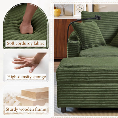 Accent Chair with Storage Ottoman Upholstered Living Room Chairs for Reading Chair with Chaise Lounge Chairs Indoor, Comfortable Armchair for Bedroom