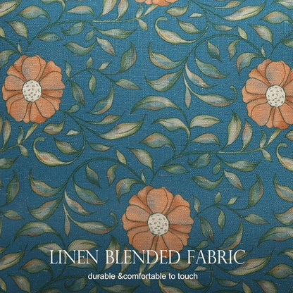 patdrea Designer Throw Pillow Covers Set of 4,French Vintage Blue Linen with Floral Collection Pattern Pillow Cover,Decorative Rectangle and Square Pillowcases Cushion for Bed Living Room Outdoor