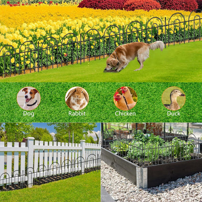 21ft X 13in Animal Barrier Fence, 15 Panels No Dig Fence for Dogs Rabbit, Anti Digging Defense Barrier Garden Edging Border, Rustproof Metal Arched Decorative Garden Fencing for Outdoor, Yard, Lawn