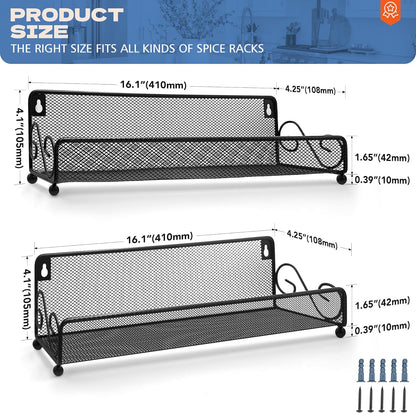 2 pack spice rack organizer for wall mounted or countertop, Jars Storage Organizer, Cabinet Holder, kitchen metal spice seasoning storage for RVs, Cabinet, Pantry Doors, Bathroom, Shower, Home Decor