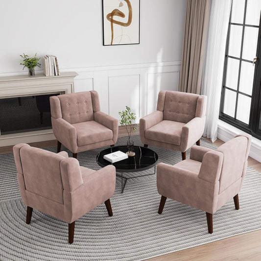 UIXE Accent Chair, Velvet Upholstered Armchair for Living Room, Modern Club Arm Chairs Comfy Single