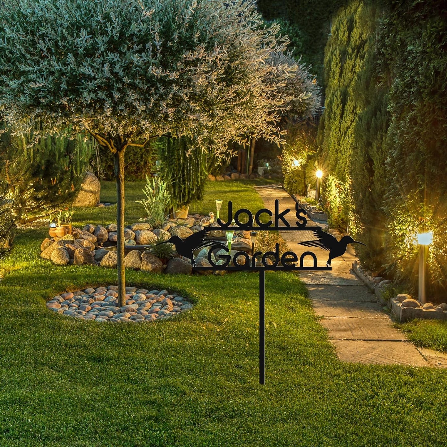 Personalized Metal Garden Sign with Stake, Custom Garden Decor for Outdoor, Custom Family Name Sign, Patio Decorations, Lawn Art, Farmhouse Decorative, Housewarming Gift (CstmDesign9)