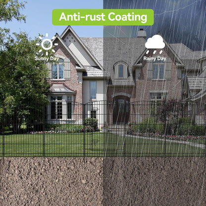 INJOPEXI Decorative Garden Fence 6 Panels 13ft (L)×36in (H) Animal Barrier Fences with 5 Panels + 1 Gate, No Dig Garden Fencing Rustproof Metal Wire Temporary Rabbit Dog Fence for Patio Outdoor Yard