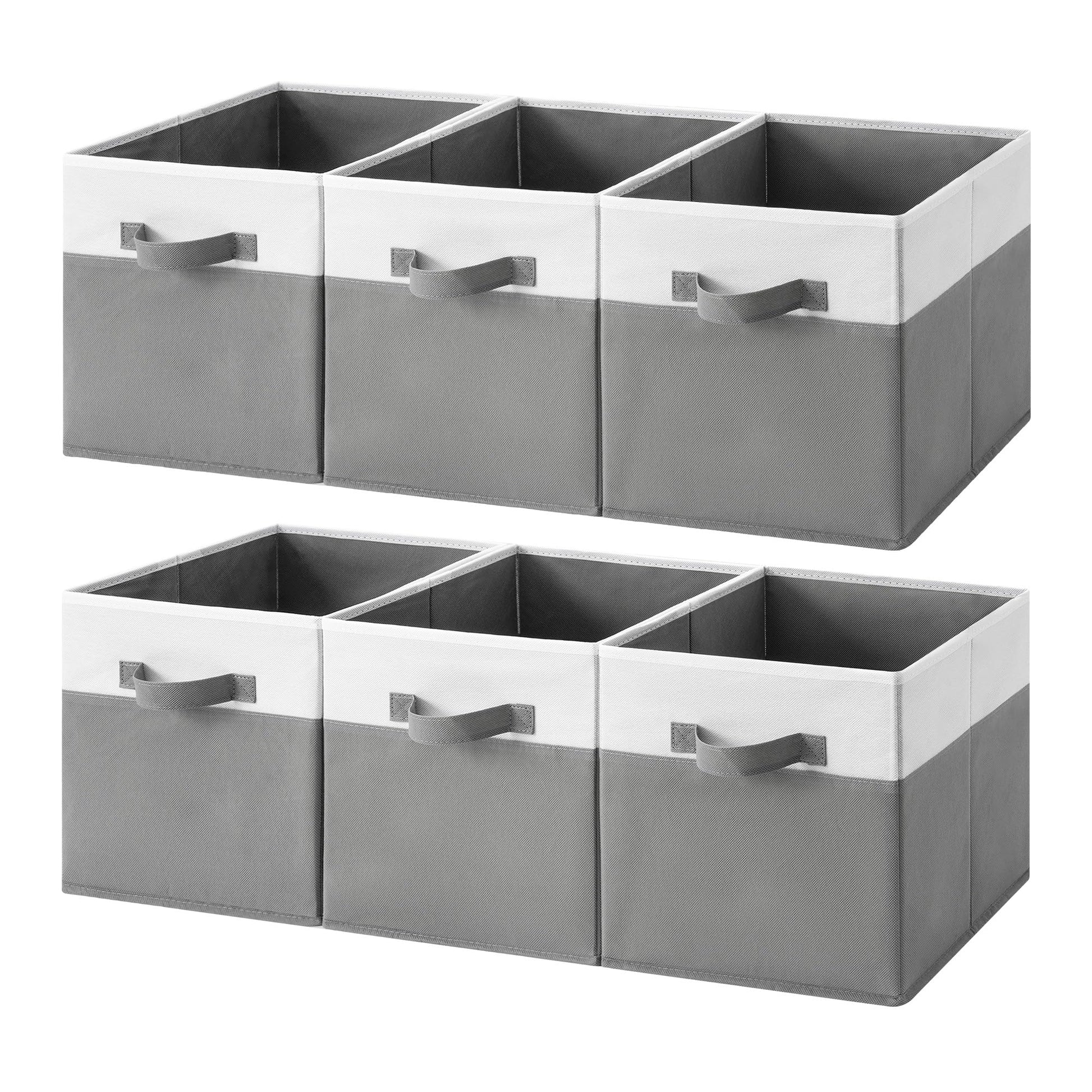 Cupic Cupid 6-Pack 11x11 Storage Cube, Fabric Storage Cubes, Gray and White