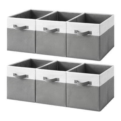 Cupic Cupid 6-Pack 11x11 Storage Cube, Fabric Storage Cubes, Gray and White