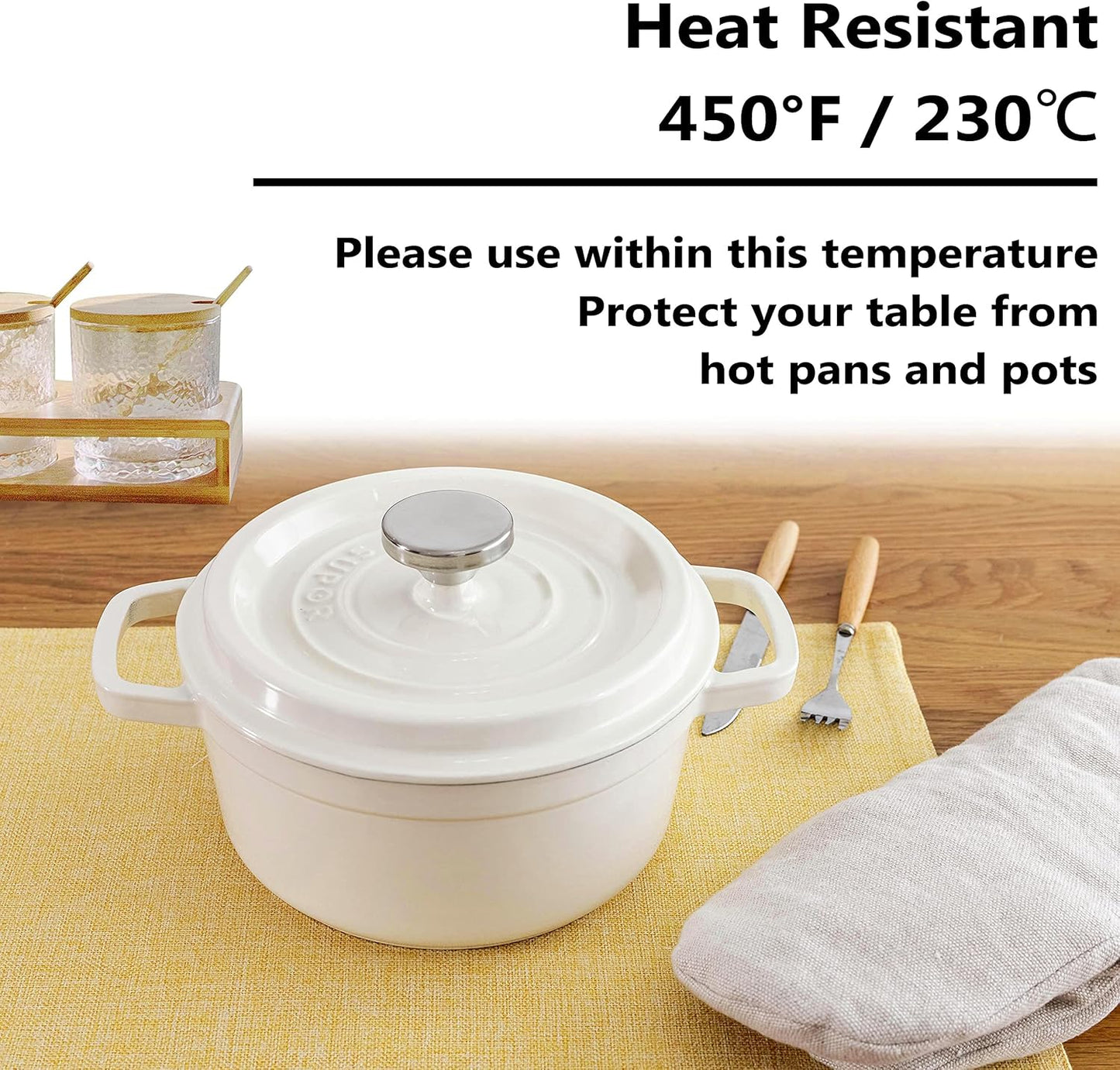 Home Brilliant Cloth Placemats Set of 8 Linen Placemat Washable Heat Resistant Dining Table Place Mats for Kitchen Table Holiday Dinner Summer Fall Decoration, Yellow