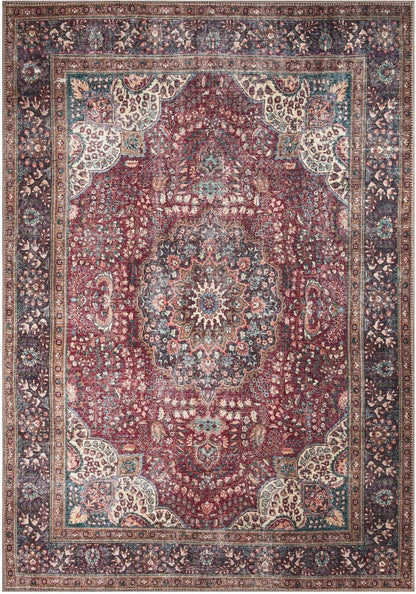 Keen Home Design 6x9 Rug - Machine Washable Area Rug with Non-Slip Backing, Ideal for Living Room, Dining Room, Bedroom - Vintage, Easy Clean, Durable, Low Pile Rug - (6' x 9')