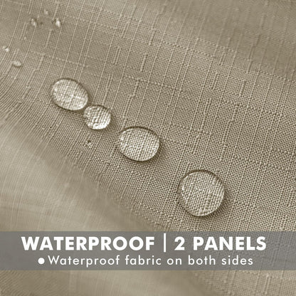 HolidayIdeas 4 Panels Linen Outdoor Curtains for Patio Waterproof Taupe Outside Curtains 108 inch Long-Gazebo Curtains Weighted Weatherproof, Privacy for Pergola, Porch, Living Room, Bedroom 54"x108"