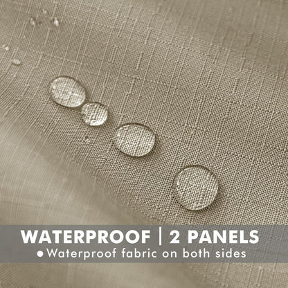 HolidayIdeas 4 Panels Linen Outdoor Curtains for Patio Waterproof Taupe Outside Curtains 110"x95"-Gazebo Wide Curtains Weighted Weatherproof, Privacy for Pergola, Porch, Cabana, Deck, Sunroom