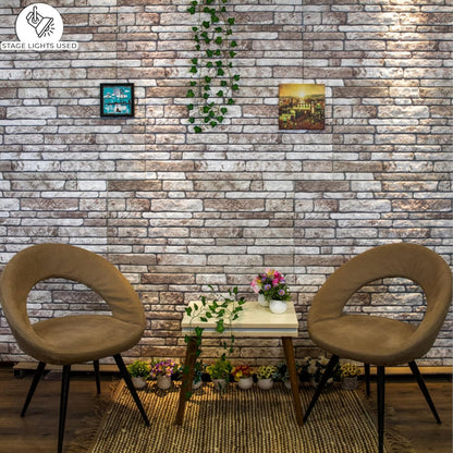 Dundee Deco 3D Wall Panels Faux Brick - Cladding, Light Brown Grey Stone Look Wall Paneling, Styrofoam Facing for Living Room, Kitchen, Bathroom, Balcony, Bedroom, Set of 10, Covers 53 sq ft