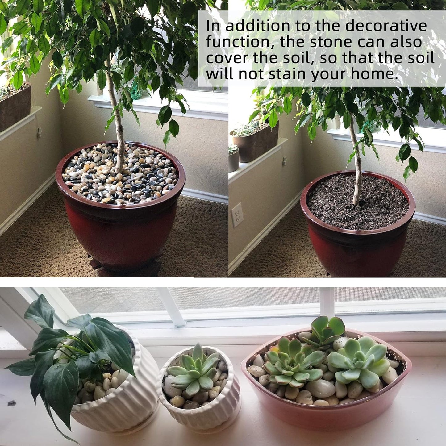 45lb Polished Pebbles for Plants Potting,Succulents Aquarium Fish Tank Vases-Decorative River Rocks Garden Gravel Stones