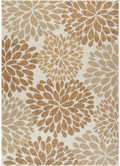 Beverly Rug Outdoor Rug 10x14 Modern Exotic Tropical Leaf Area Rugs for Indoor and Outdoor Patio Deck Porch Garden Water Resistant Washable Outside Carpet (10 x 14 Beige)