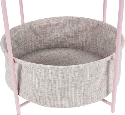 Amazon Basics Round Storage End Table, Side Table with Cloth Basket, Dusty Pink, 17.7"D x 17.7"W x 18.9"H