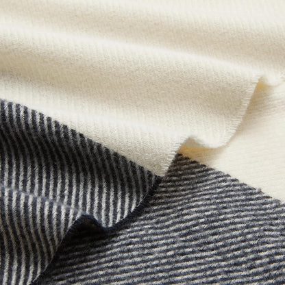 Amazon Basics Room Decor Throw Blanket, Lightweight and Cozy in Polyester, Ivory With Blue Cross-check Pattern, 50"x 60"