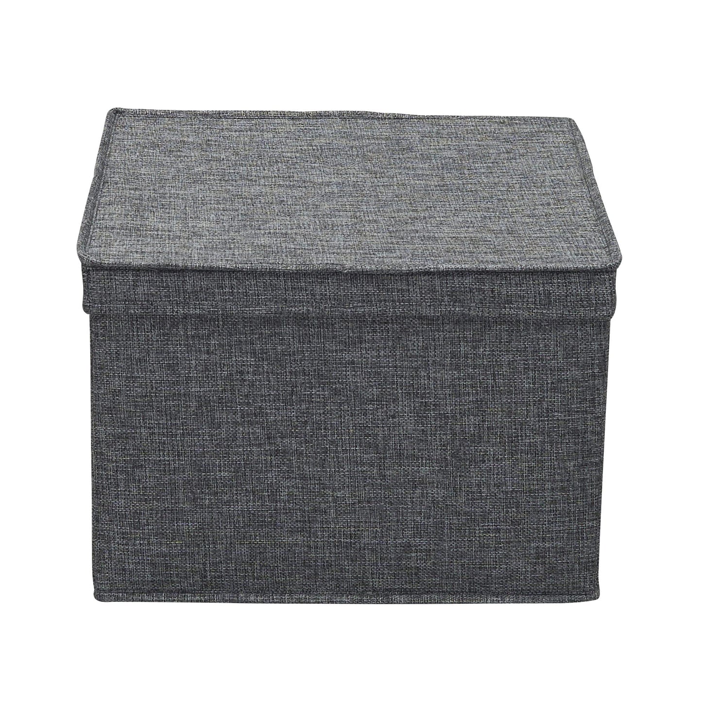 Household Essentials Square Fabric Storage Bins with Lids, Graphite, Set of 2