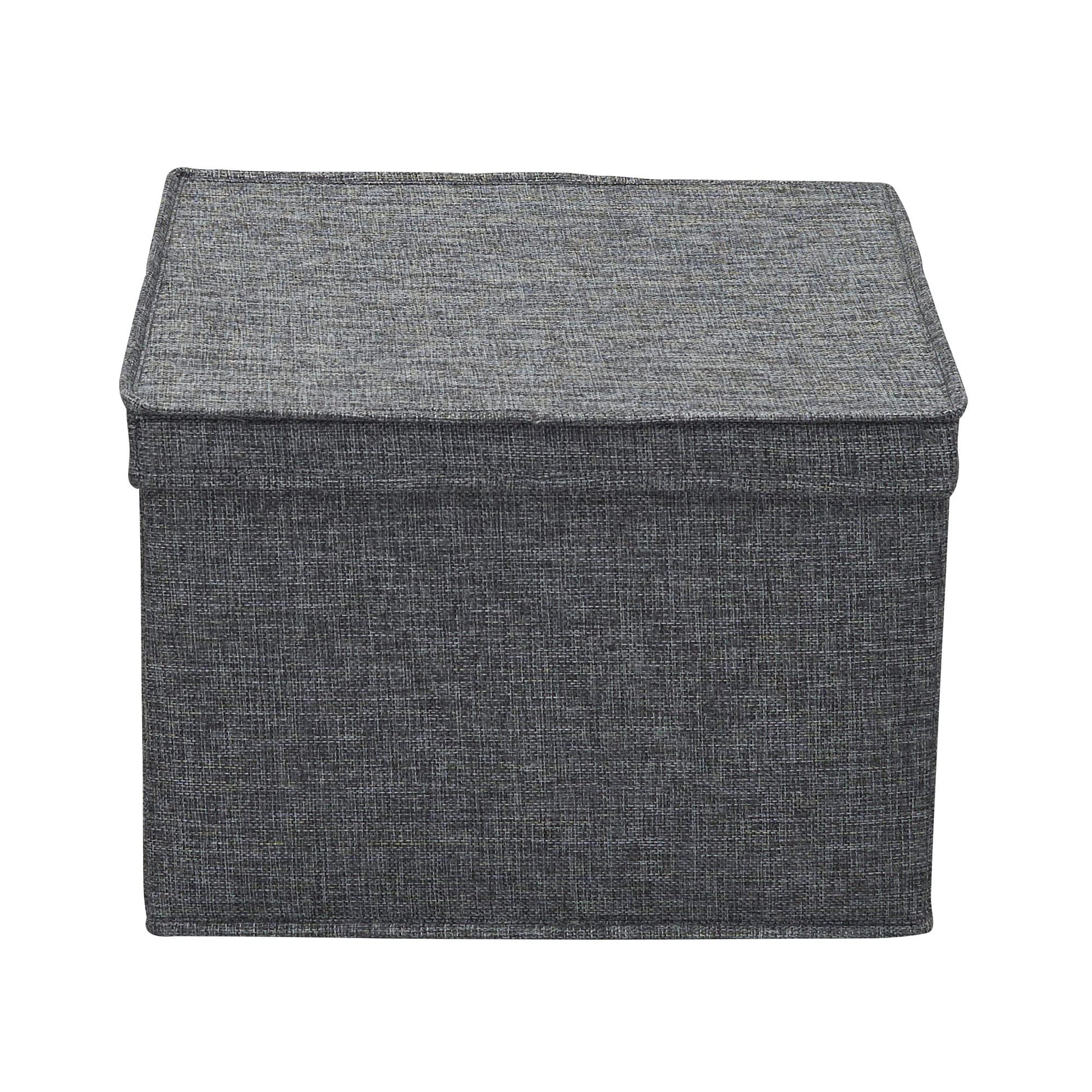 Household Essentials Square Fabric Storage Bins with Lids, Graphite, Set of 2