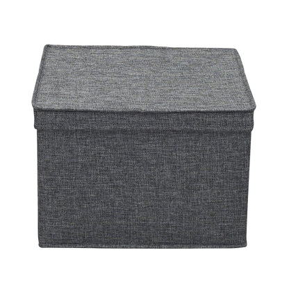 Household Essentials Square Fabric Storage Bins with Lids, Graphite, Set of 2