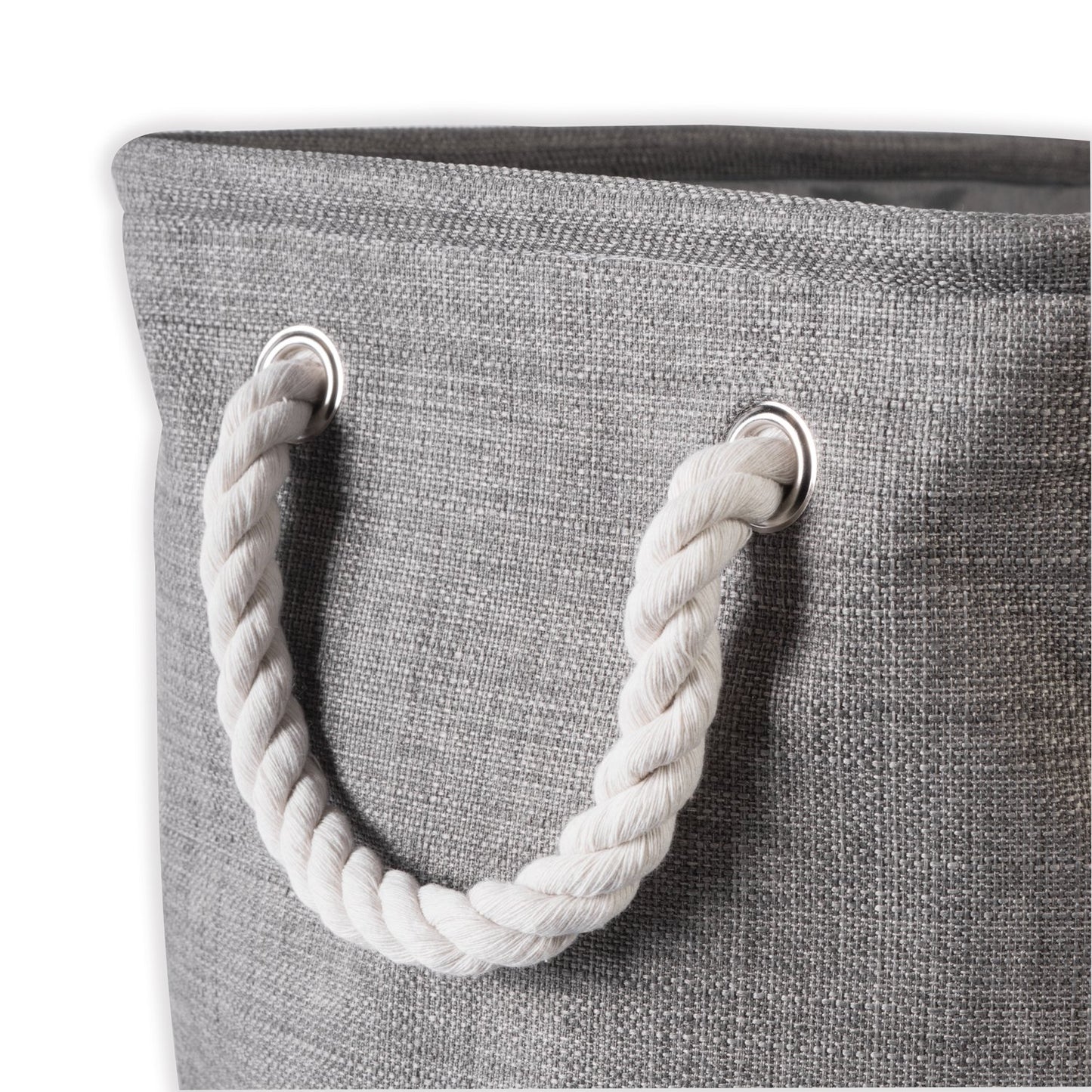 DII, Collapsible Variegated Polyester Storage Bin with Cotton Handles Small Gray