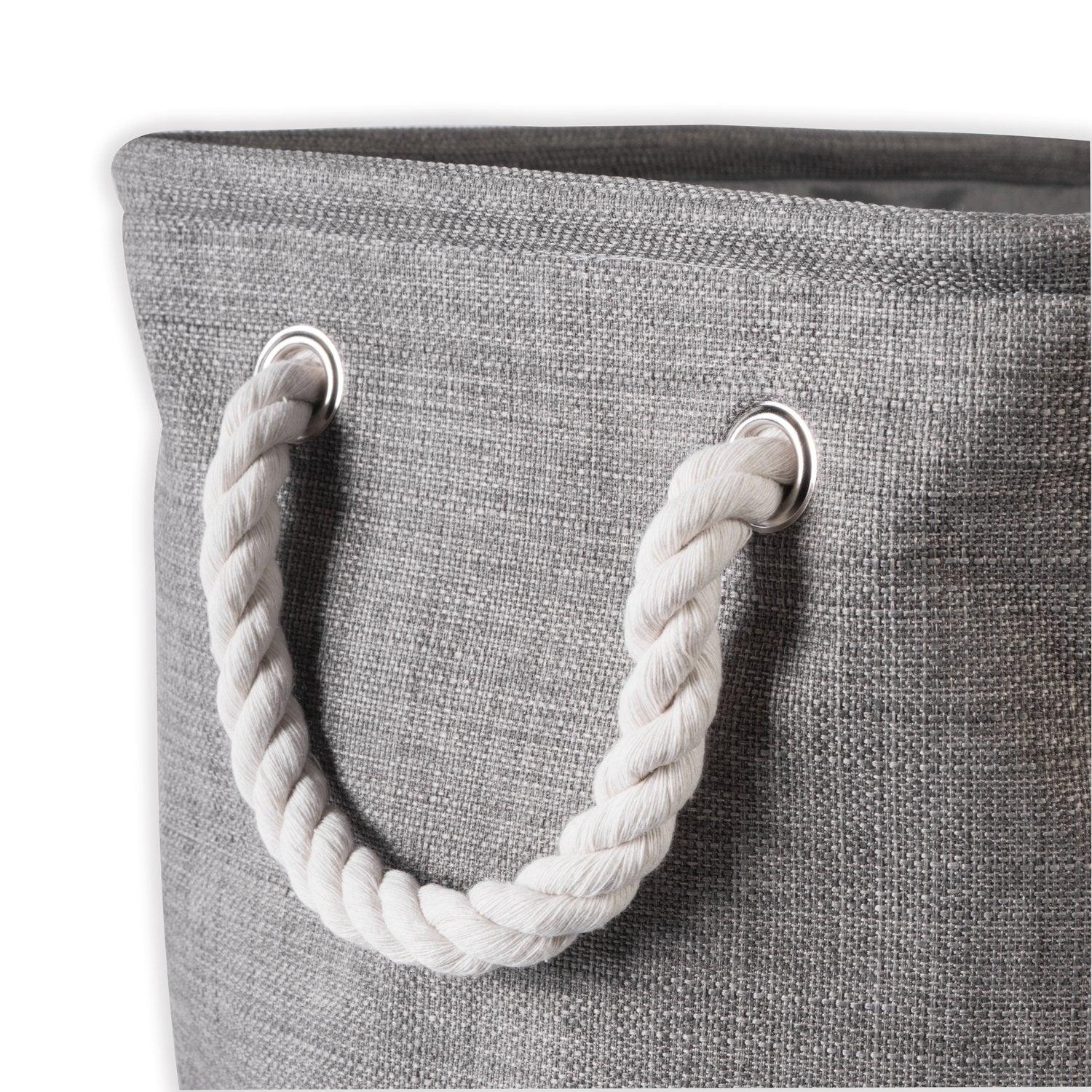 DII, Collapsible Variegated Polyester Storage Bin with Cotton Handles Small Gray