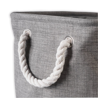 DII, Collapsible Variegated Polyester Storage Bin with Cotton Handles Small Gray