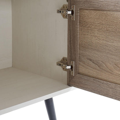 Mid Century Wooden TV Stand with Open Shelf and 2 Storage Cabinets for TVs up to 65 Inches,White Walnut Modern Entertainment Center TV Console for Living Room,Bedroom.