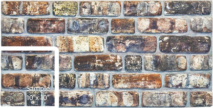 Dundee Deco 3D Wall Panels Faux Brick - Cladding, Multicolored Stone Look Wall Paneling, Styrofoam Facing for Living Room, Kitchen, Bathroom, Balcony, Bedroom, Sample, Size 10 x 10 in.