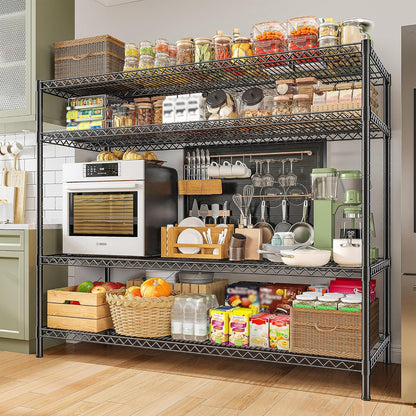 REIBII 2560LBS Storage Shelves 55.5"W Metal Shelving Unit 4 Tier Wire Shelving Commercial Adjustable Garage Shelving Heavy Duty for Storage Rack for Pantry, Garage, Kitchen, 55.5"W x 18"D x 55.5"H