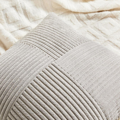 Fancy Homi 2 Packs Neutral Grey Lumbar Decorative Throw Pillow Covers 12x24 Inch for Living Room Couch Bed Sofa, Farmhouse Home Decor, Soft Striped Corduroy Rectangle Accent Cushion Case 30x60 cm