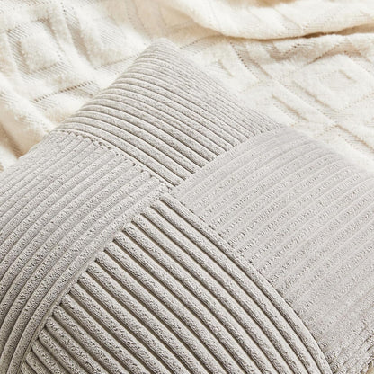 Fancy Homi 2 Packs Neutral Grey Decorative Throw Pillow Covers 22x22 Inch for Living Room Couch Bed Sofa, Rustic Farmhouse Boho Home Decor, Soft Corss Corduroy Patchwork Accent Cushion Case 55x55 cm