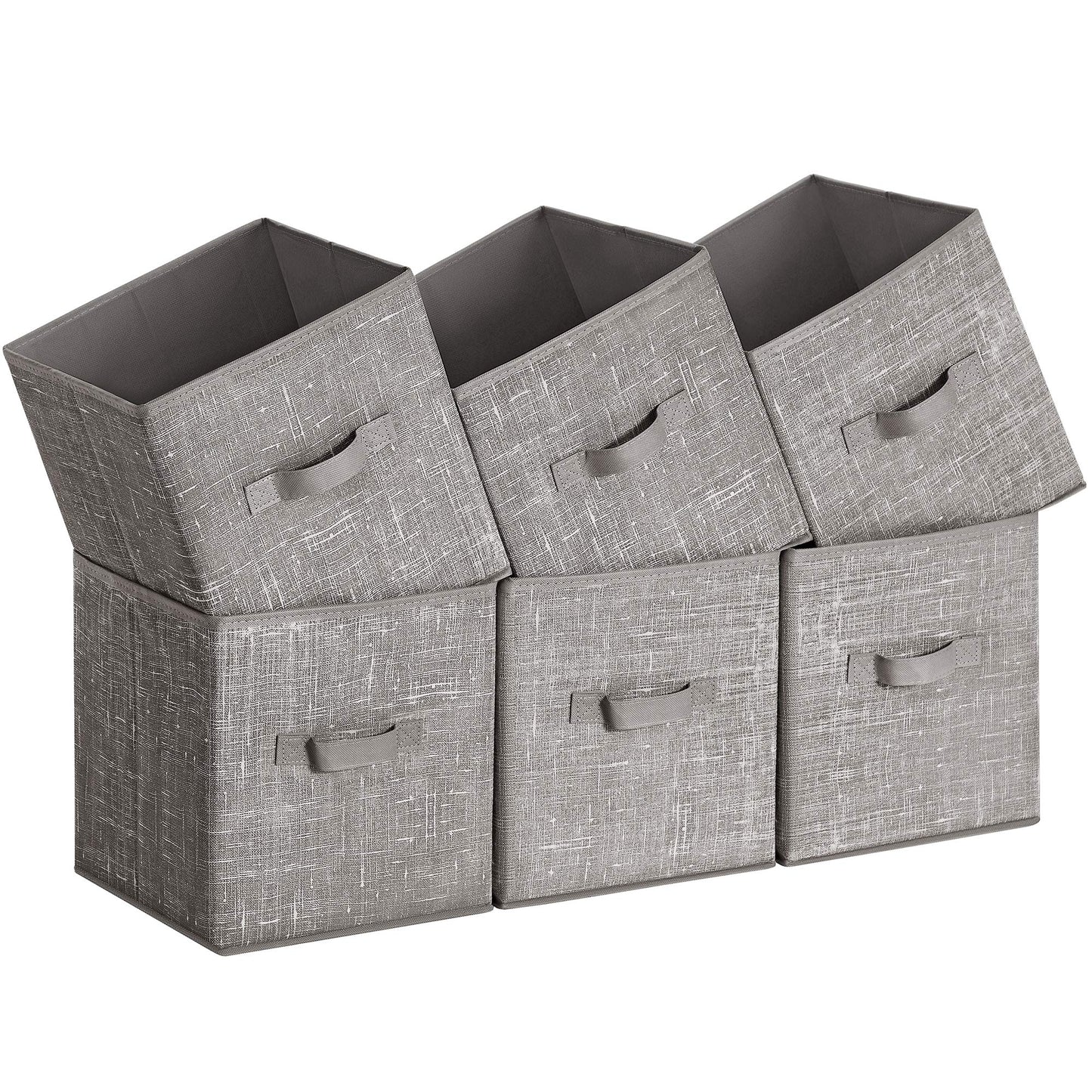 SONGMICS Storage Cubes, 11-Inch Non-Woven Fabric Bins with Double Handles, Set of 6, Closet