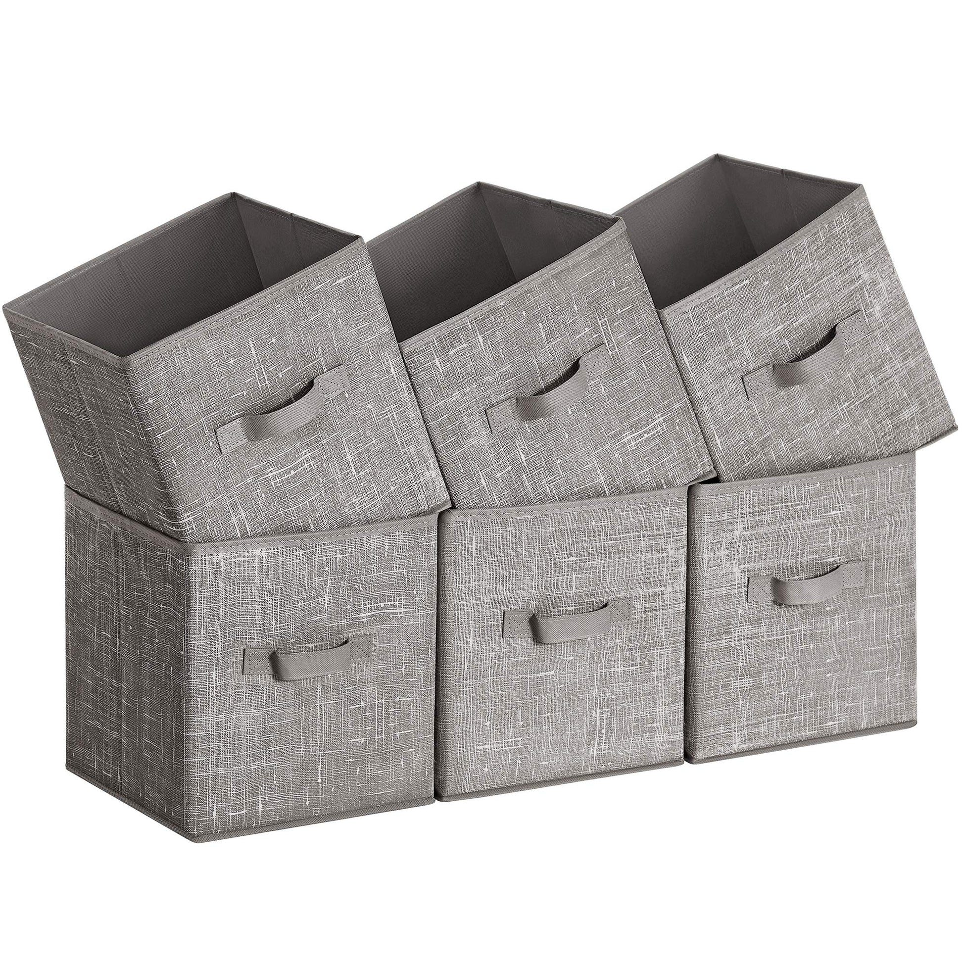 SONGMICS Storage Cubes, 11-Inch Non-Woven Fabric Bins with Double Handles, Set of 6, Closet